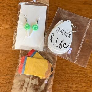 Set of Three Teacher Themed Earings